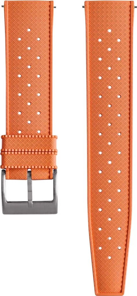 CHROONOO Tropical Style Kautschuk-Uhrenarmband - Orange, 22 mm, Silber gebürstet