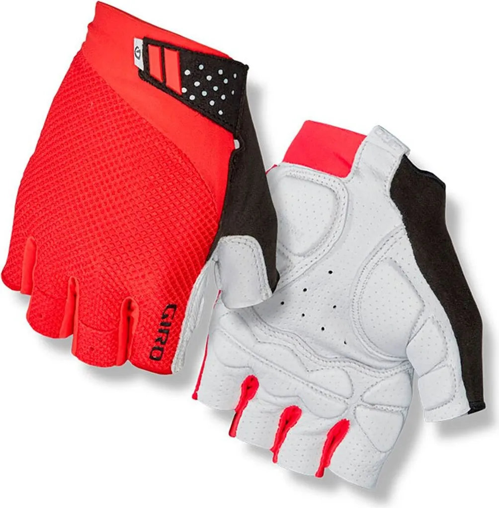 Gants de cyclisme courts Giro Monaco II Rouge S avec Paume en Cuir