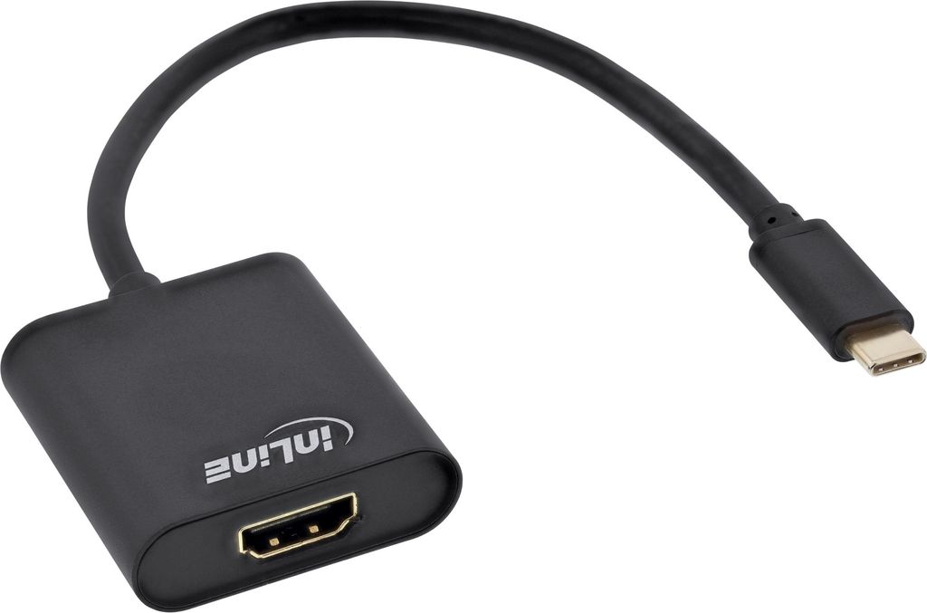 InLine USB Display Konverter, USB-C Stecker zu HDMI Buchse 4K/60Hz, schwarz