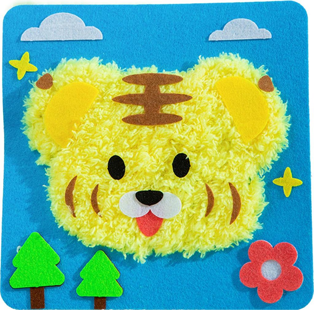 1 Stück Weihnachts-Handarbeitstasche aus DIY-Material, einfach zu bedienendes besticktes Puppenset mit Cartoon-Tiermuster, Näh-Bastelset