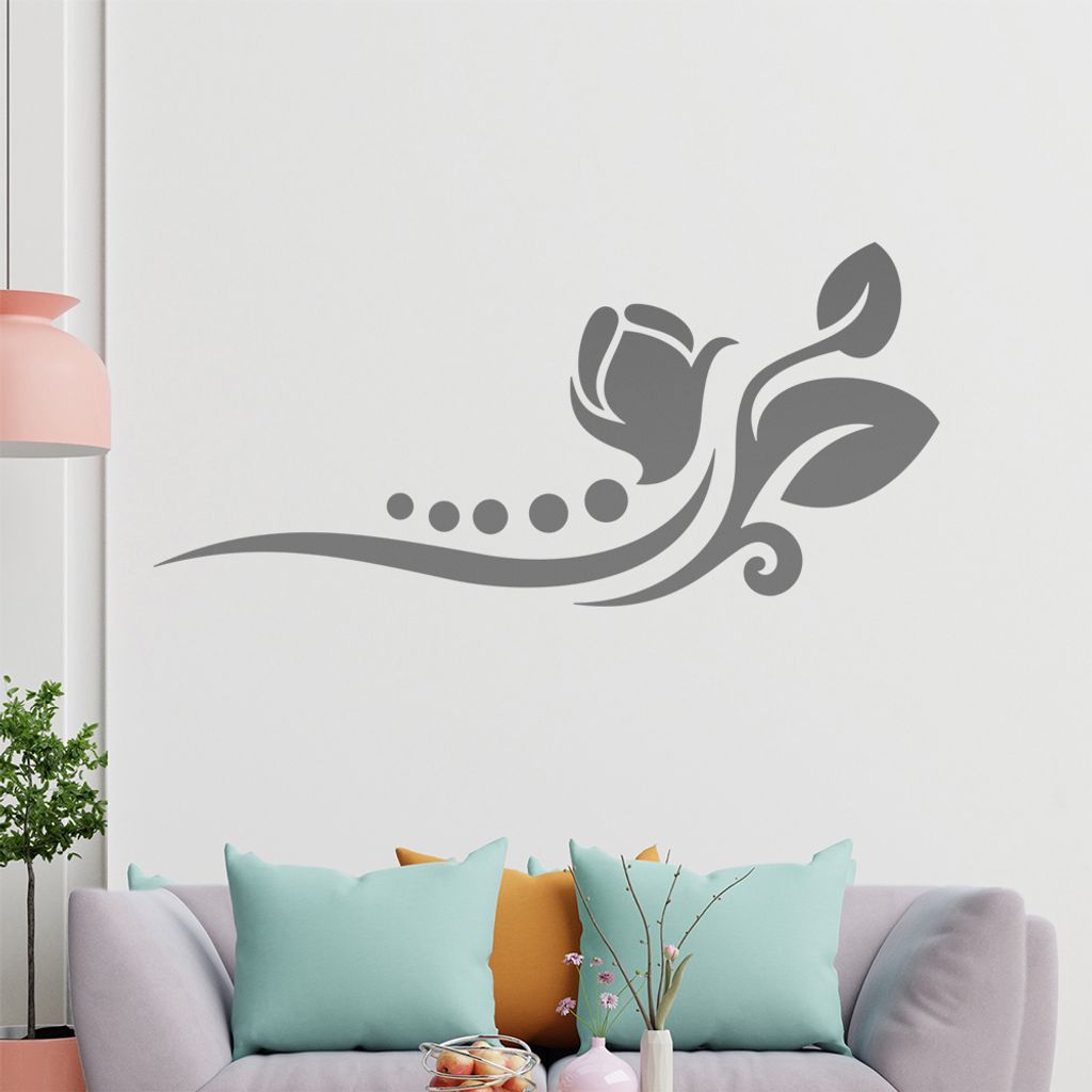 Blume - Linien Punkte Wandtattoo in 6 Größen - Wandaufkleber Wall Sticker - Dekoration, Küche, Wohnzimmer, Schlafzimmer, Badezimmer