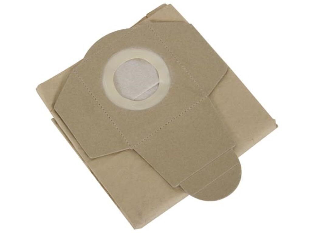 Perel Staubsaugerbeutel 10L, Papier Ersatzbeutel Set 5 Stück, geeignet für Nass- und Trockensauger,