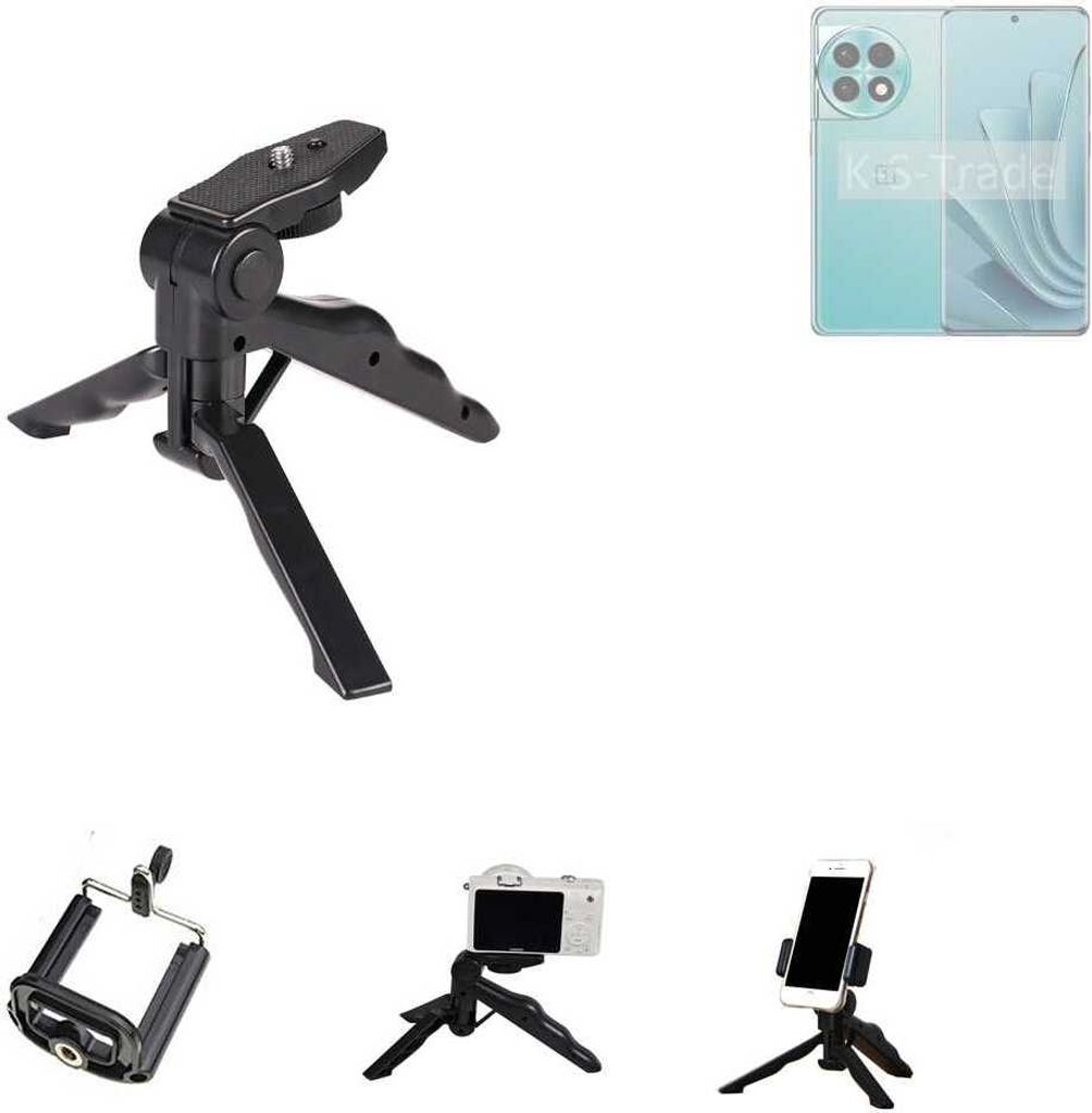 K-S-Trade Stativ Tisch-Ständer Dreibein Handy-Stativ Ständer kompatibel mit OnePlus Ace 2 Pro Mini-Stativ Smartphone Tripod Handy-Stativ aus Plastik