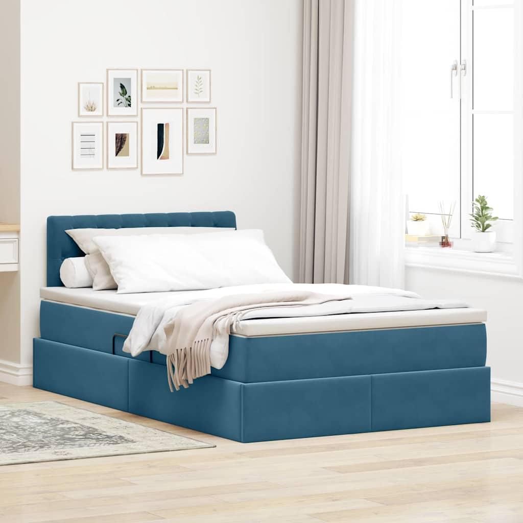 Maison Exclusive - Aufbewahrungsbett mit Matratze Dunkelblau 120 x 200 cm Samt