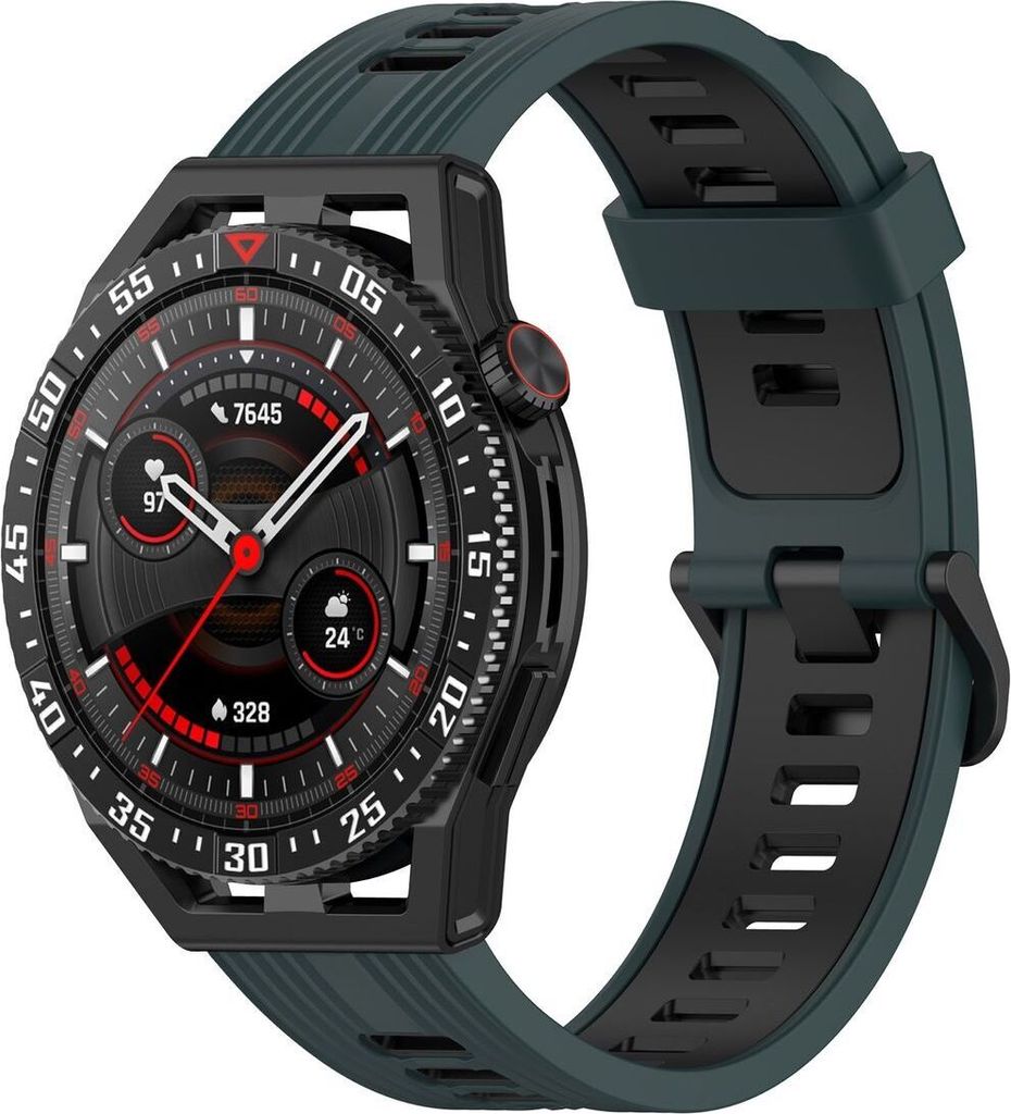 Smartwatch Armband Armbänder 22 mm für Samsung Galaxy LG Watch Honor Garmin, Farbe:Olivgrün / Schwarz