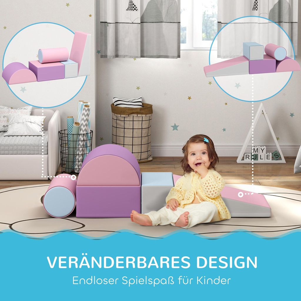 HOMCOM Blocs de Construction Souples en Mousse - Lot de 2 Géants pour Enfants de 1 à 3 Ans - Cuir Synthétique EPE HOMCOM Blocs de Construction Souples en Mousse - Lot de 2 Géants pour Enfants de 1 à 3 Ans - Cuir Synthétique EPE
