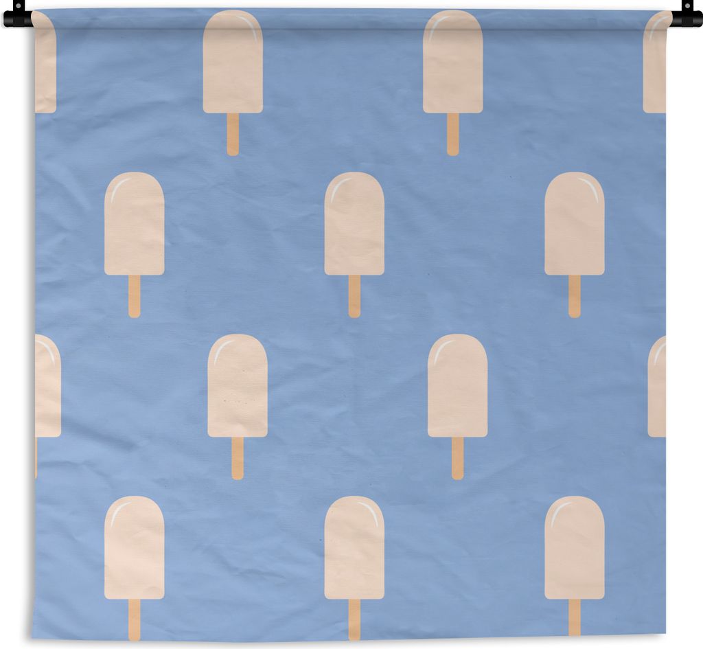 MuchoWow Wandteppich Wandbehang Eiscreme - Muster - Blau 150x150 cm Tapisserie Dekoration Wandtuch - Wohnaccessoires - Modernes