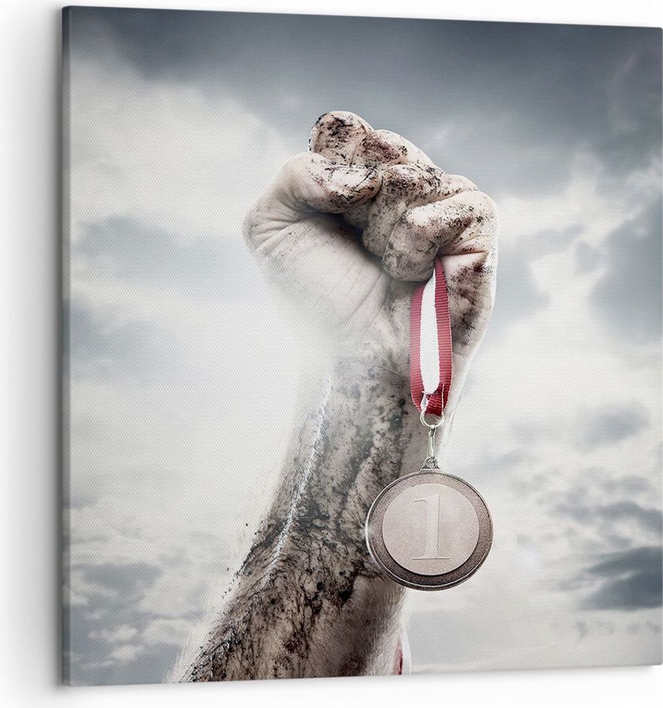 Bild auf Leinwand - Leinwandbild - Sport Medaille Sieg Trophäe - 50x50cm - Wand Bild - Wanddeko - Leinwanddruck - Bilder - Kunstdruck - Wanddekora...