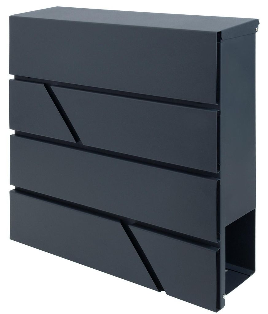 Briefkasten Wandbriefkasten mit Zeitungsfach schwarz matt Produktbild 