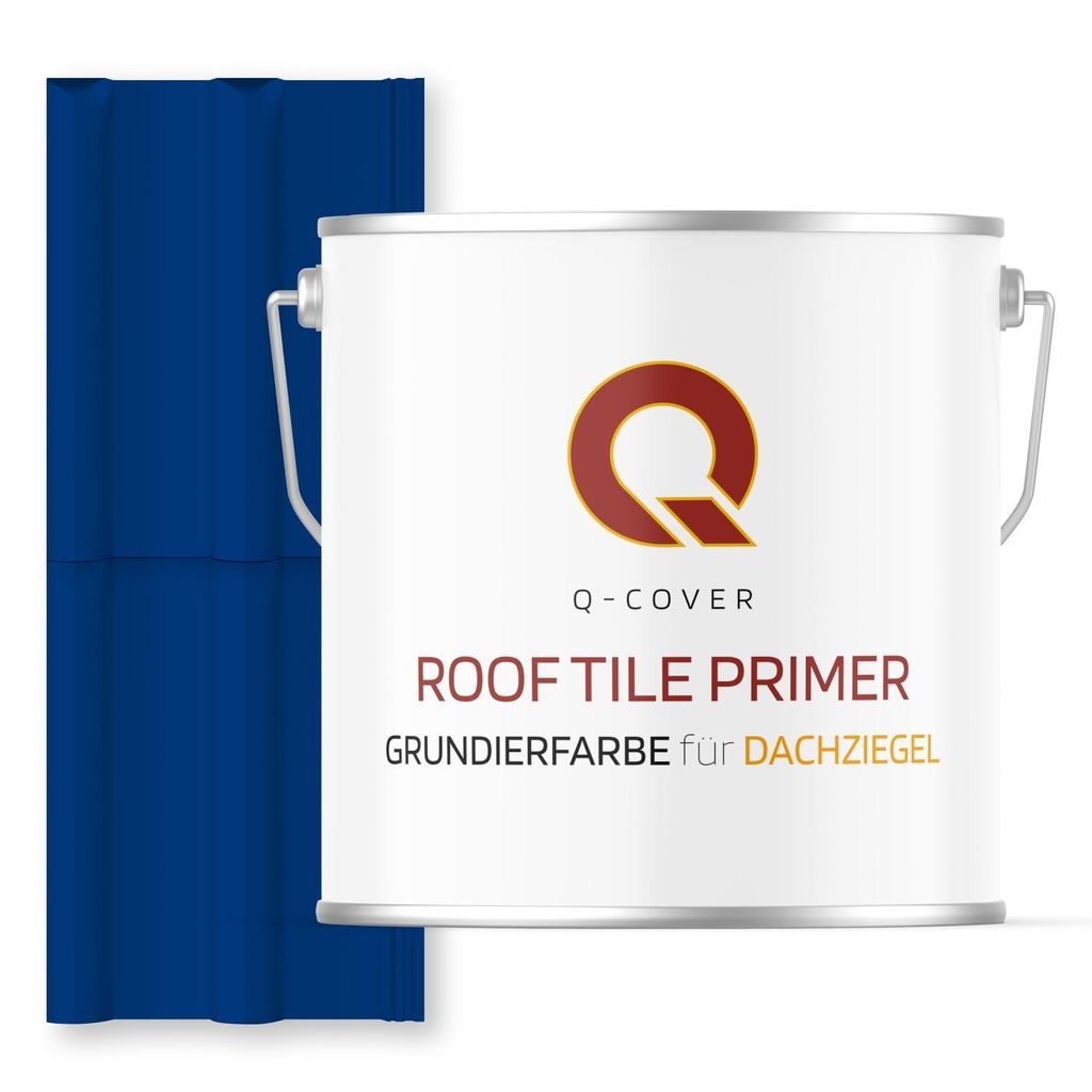 Grundierfarbe für Dachziegel Ultramarinblau RAL 5002 5 L | wetterfeste Dachbeschichtung | für Ziegel, Beton, Eternit | UV-beständig | Q-COVER