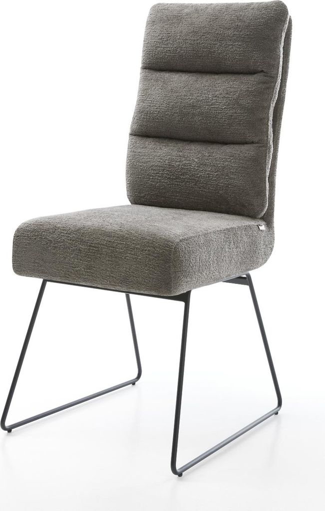 DELIFE Esszimmerstuhl Pela-Flex Bouclé Soft Schlamm Kufengestell Schwarz Taschenfederkern