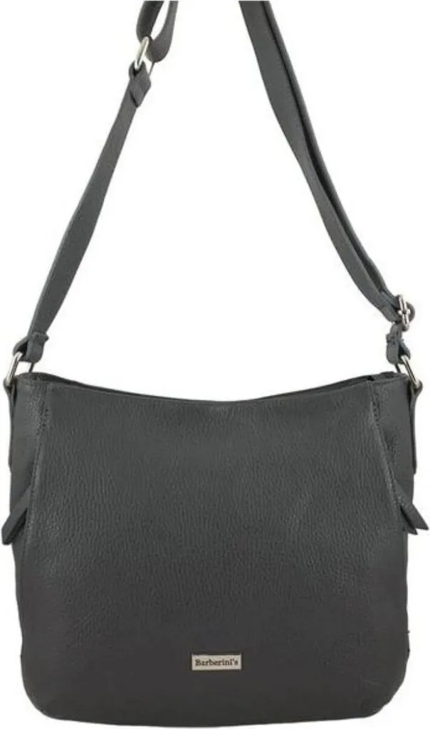 Sac shopping en cuir souple noir rigide avec fermeture éclair - 4