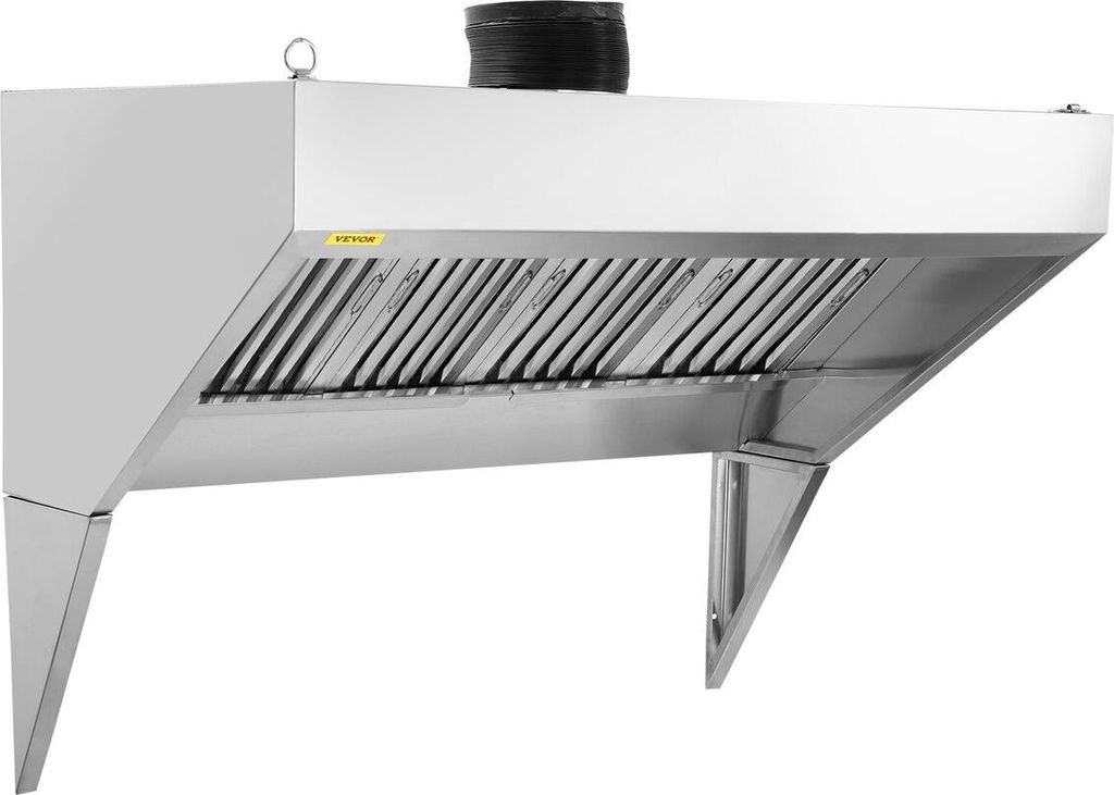 Commercial Exhaust Hood, 8FT Food Truck Hood Exhaust, 201 Stainless Steel Concession Trailer Hood with 4 Detachable U-shaped Grid Oil Filter Mesh, ...