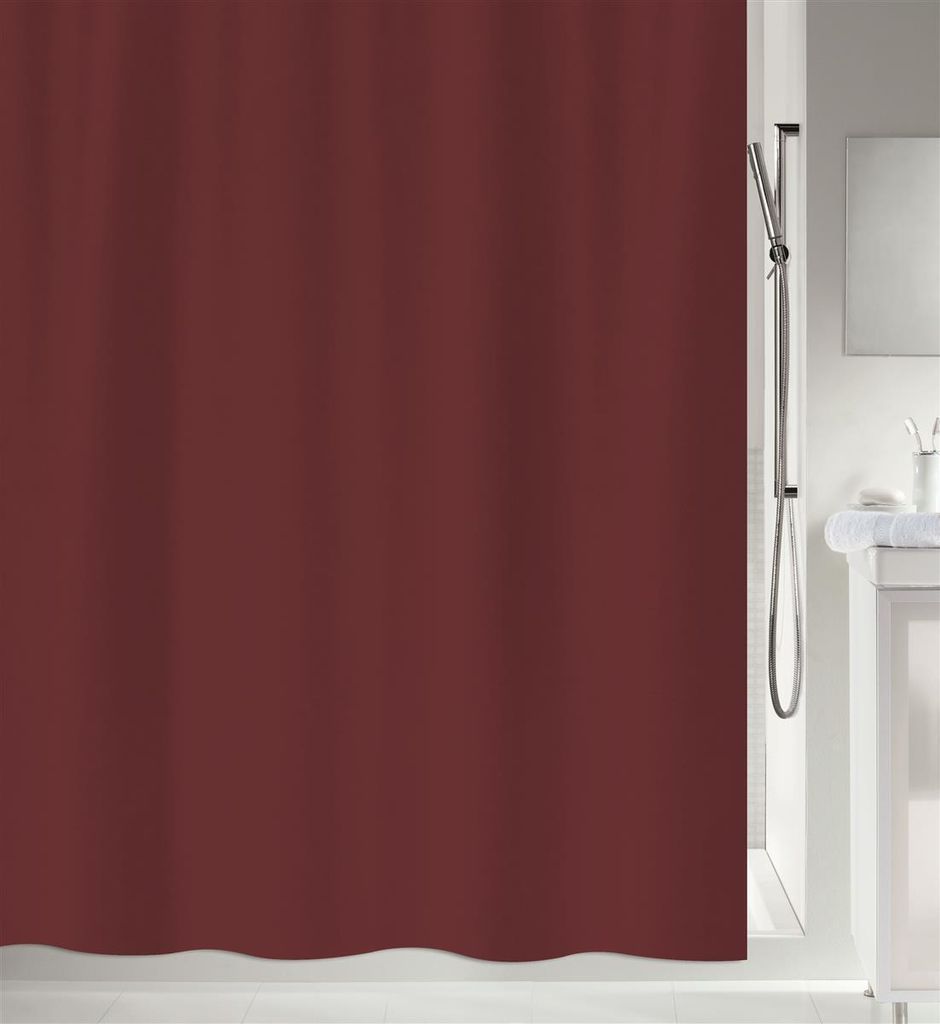 Spirella Anti-Schimmel Duschvorhang - Anti-Bakteriell, waschbar, wasserdicht - Polyester, „Primo“ 240x180 cm bordeaux rot