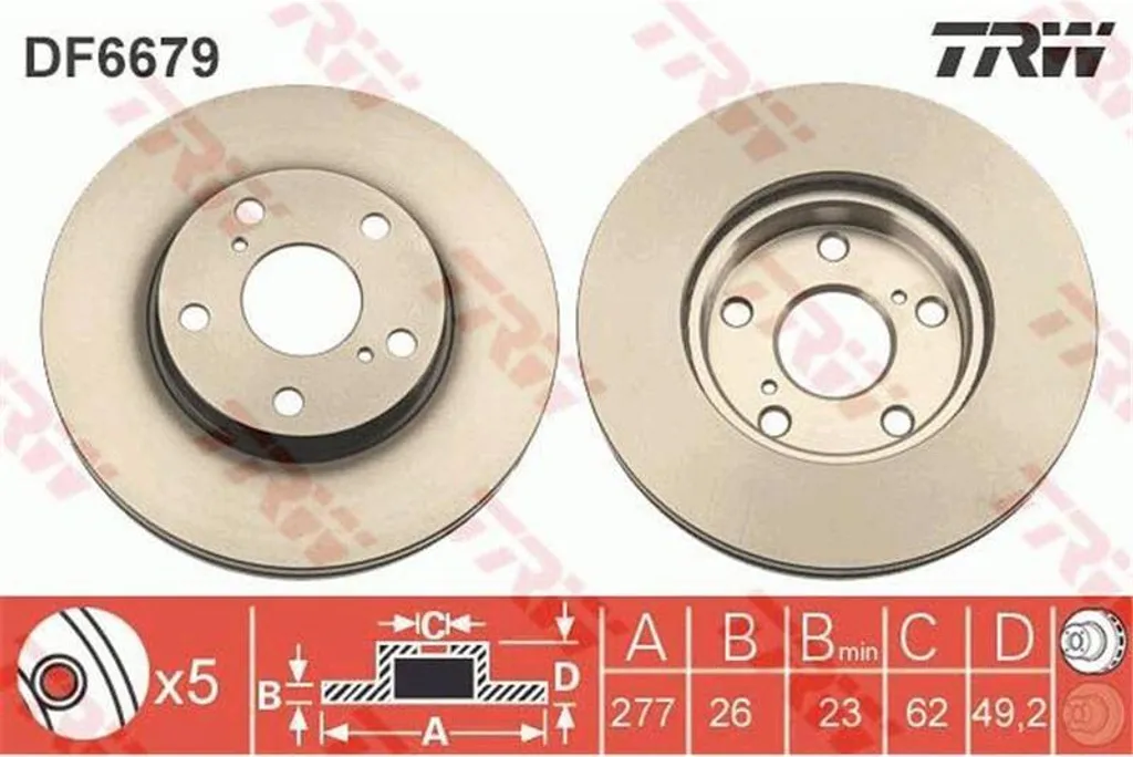 Disque de Frein TRW DF6679 Haute Performance pour Toyota Auris Break
