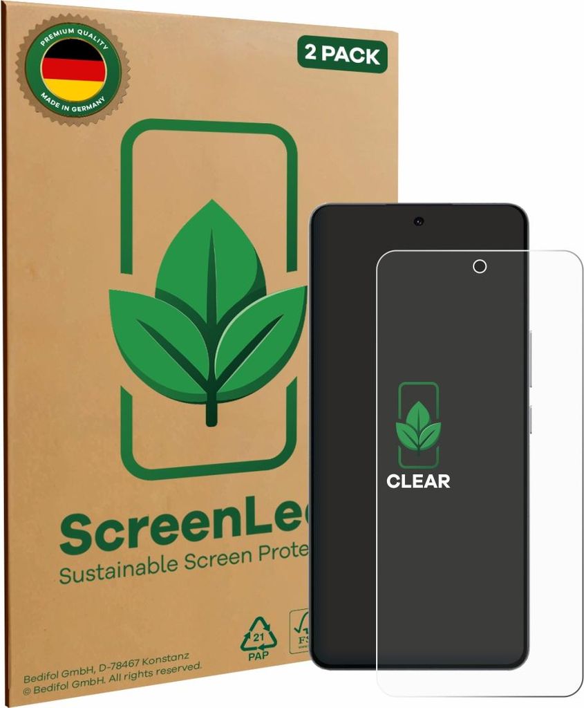 2x ScreenLeaf Schutzfolie für Oppo K13 Turbo Pro nachhaltiger Displayschutz Display Schutz Folie Klar Transparent
