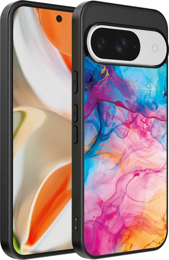 Geeignet für Google Pixel 9 Pro XL Telefon Fall mit Regenbogen Acryl Marmor Druck - TPU Backcover Fall Regenbogen Acryl Marmor Design - Smartphonica