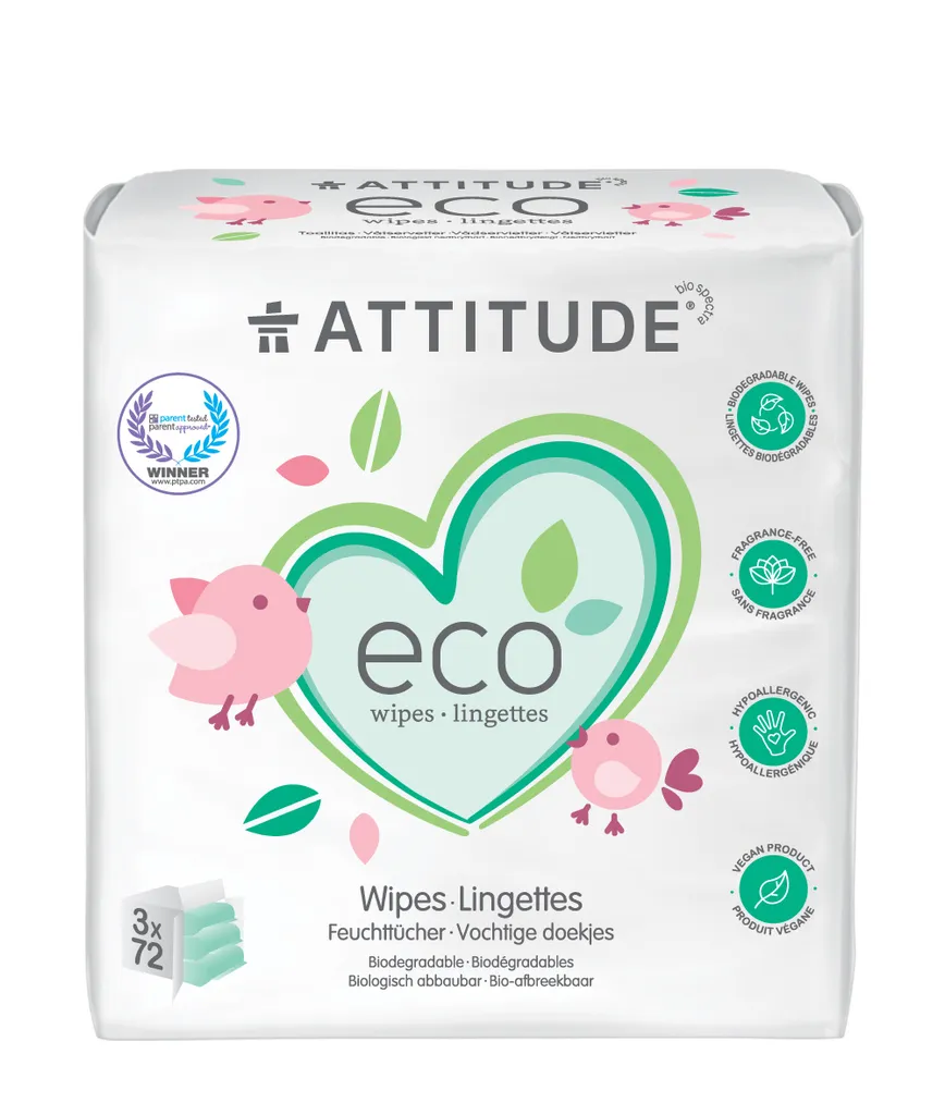 Lingettes ATTITUDE sans parfum - Solution hypoallergénique 3x72 - 2