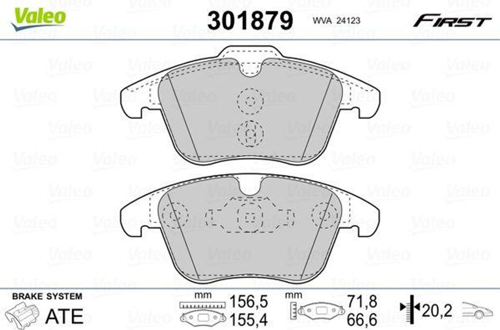 VALEO 301879 Bremsbelagsatz, Scheibenbremse OE 1379971 kompatibel mit Galaxy, Mondeo, S-Max, Freelander, S60, S80, V60, V70, XC70