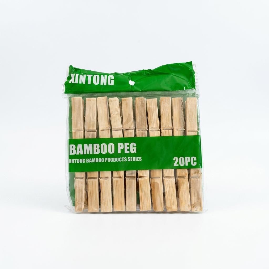 Doppelpack 2×: Bambus Wäscheklammern 20er Set Holz nachhaltig Garten Bastel Foto
