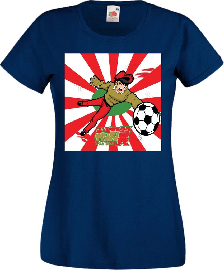 Damen T-Shirt Manga Anime Captain Tsubasa 04 Genzo Wakabayashi, Lady XL / Dunkelblau