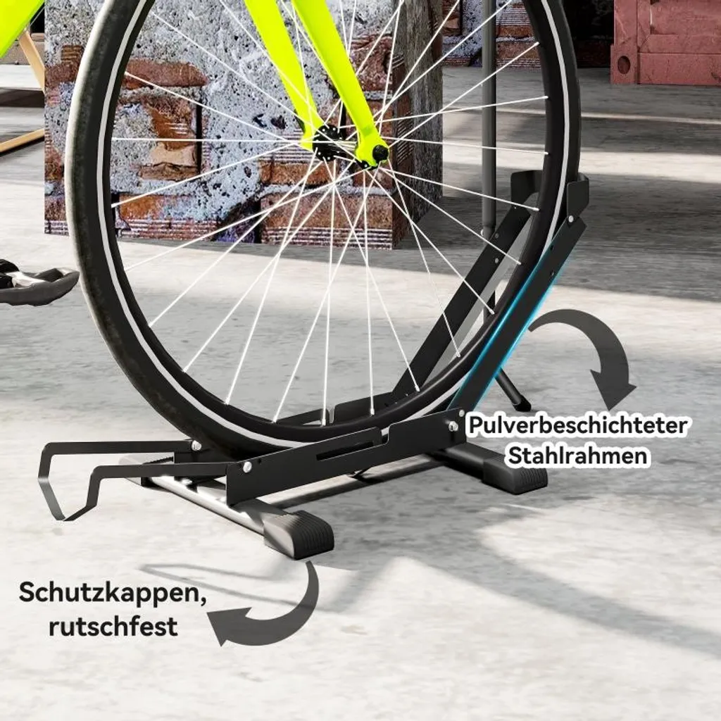 Râtelier pour Vélos Multiple en Acier Noir Support de Sol 80mm Large - 6