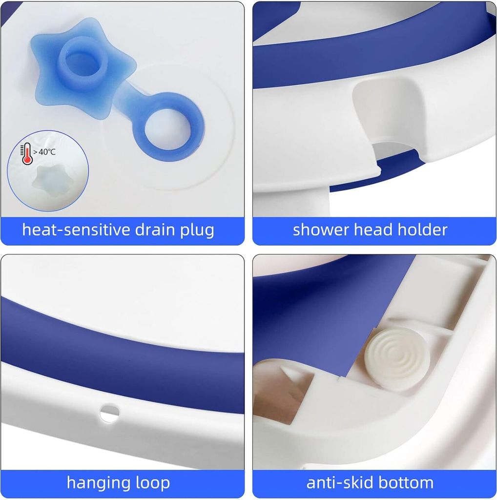 Baby Badewanne Faltbare Babybadewanne mit Thermometer, Produktbild 9