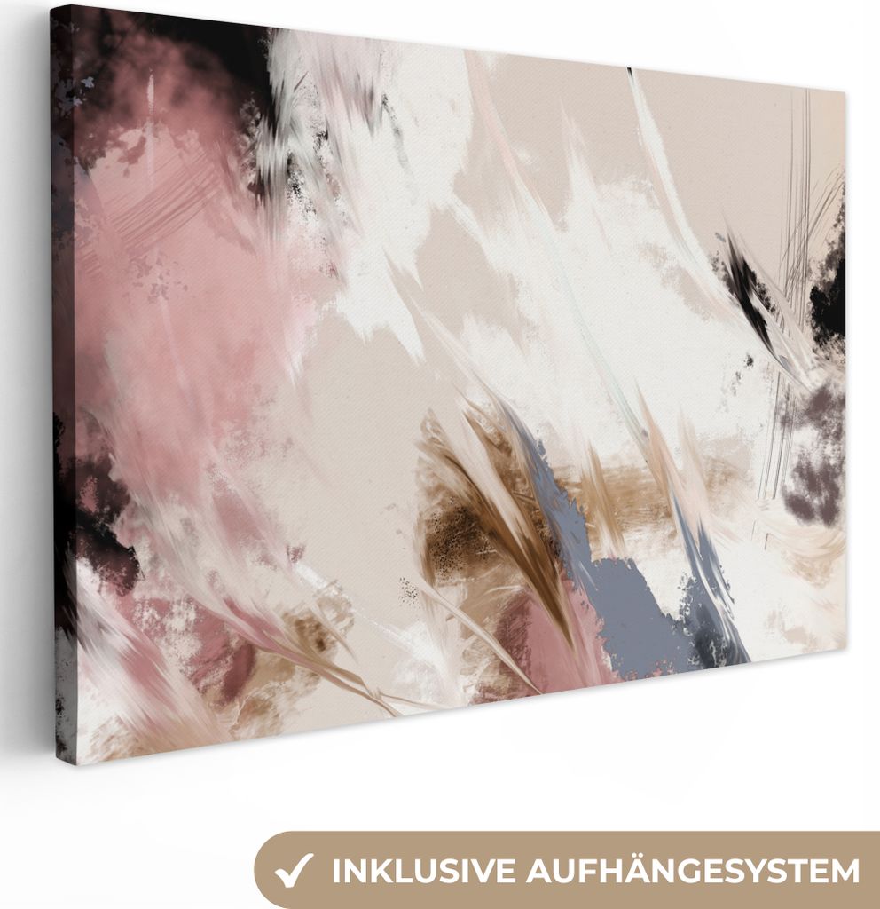 OneMillionCanvasses - Leinwandbilder - 140x90 cm, Farbe - Abstrakt - Rosa - Weiß, Wandbilder Kunstdruck Wanddekoration - Foto auf Leinwand - Gem...