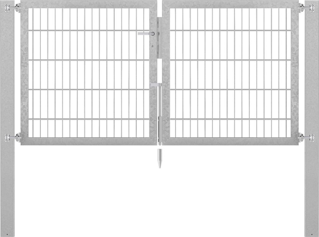 Alberts Doppeltor Flexo Plus mit Zubehör, zum Einbetonieren, feuerverzinkt, Breite 200 cm, Höhe 100 cm, Pfostenstärke 100 x 100 mm