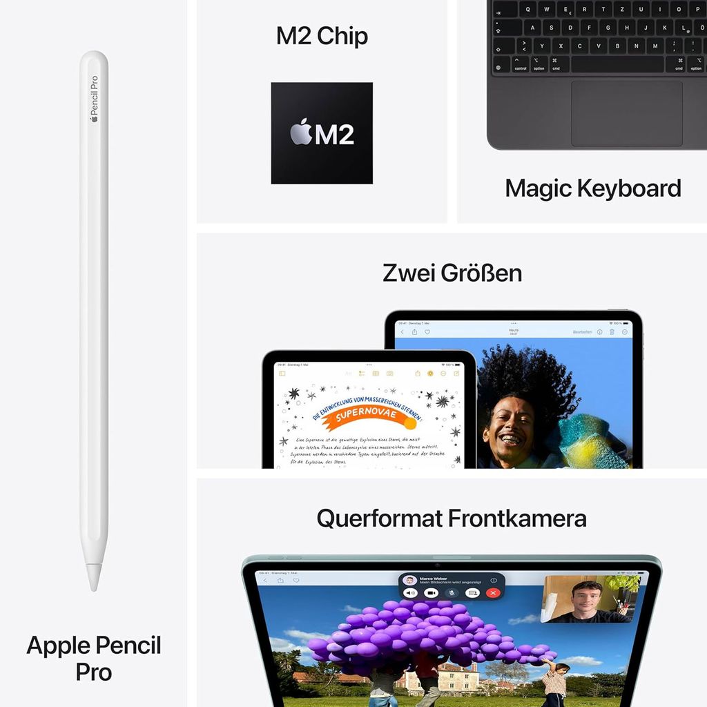 Tablet Apple iPad Air 11" M2 8 GB RAM 1 TB Grau Zdjęcie produktu 6
