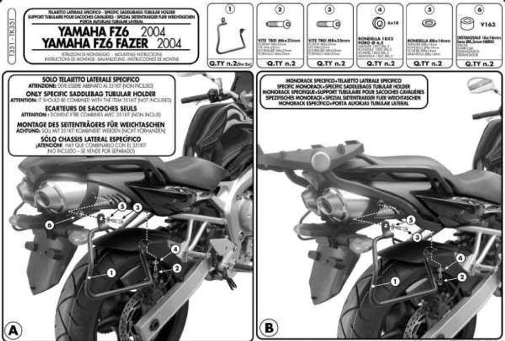 Gepäckträger Für Yamaha Fz6 Seitentaschen (Panniers) Produktbild 