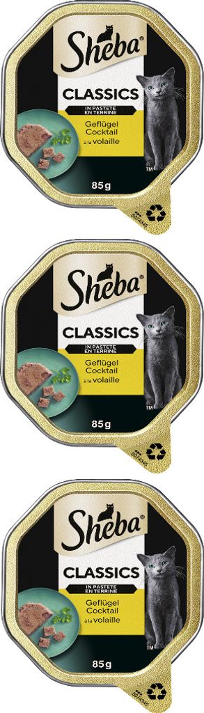 SHEBA Schale Classics in Pastete mit Geflügel Cocktail 3 x 85g