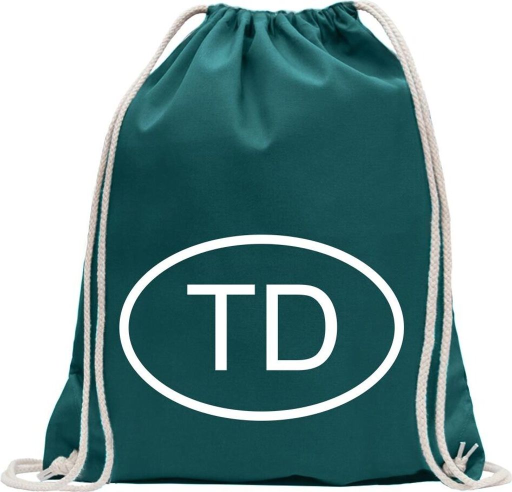 Kiwistar - Turnbeutel - petrol - Tschad TD - Fun Rucksack Sport Beutel Gymsack Baumwolle mit Ziehgurt