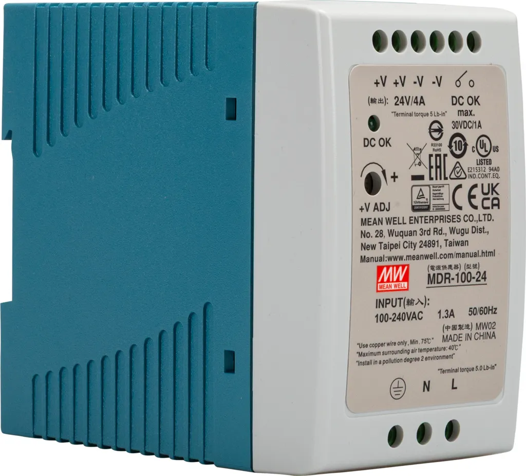 Mean Well MDR-100-24 Bloc de Puissance Rail DIN 24VDC Format Étroit