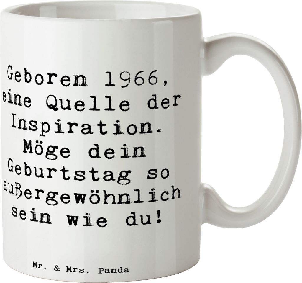 Mr. & Mrs. Panda Kaffeetasse Spruch 1966 Geburtstag - Weiß - Geschenk, Henkelbecher, Inspiration, Kaffeebecher, Becher, Alter, außergewöhnlich, ...