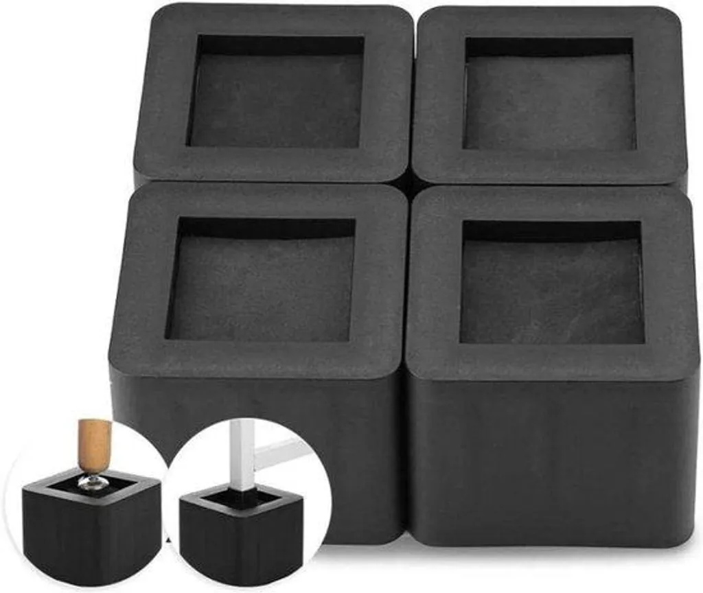 Lot de 4 Verres de Rangement Noirs en Plastique PP Antidérapants