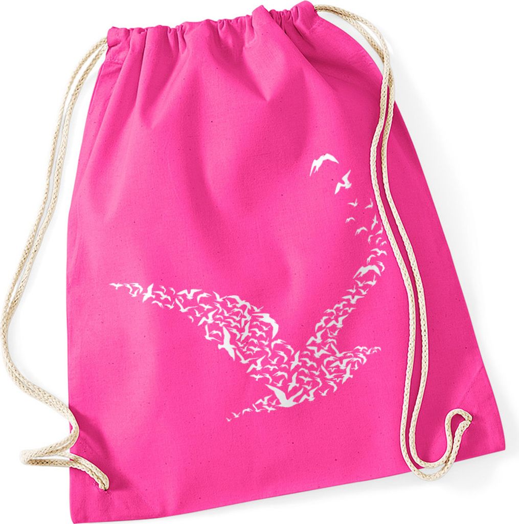 Turnbeutel Vögel Vogel Birds Hipster Beutel Tasche Jutebeutel Gymsac Autiga pink unisize