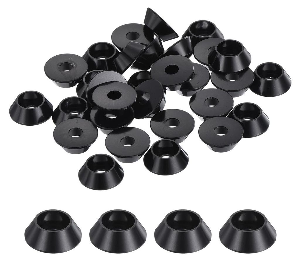 Set mit 30 konischen Dichtungsringen aus eloxiertem Aluminium, versenkte Dichtungsringe für RC/FPV/PC/Drohnen/mechanisches Zubehör (schwarz)