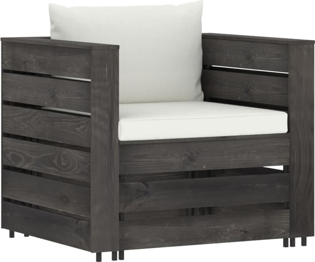 vidaXL 2-tlg. Garten-Lounge-Set mit Kissen Grau Produktbild 
