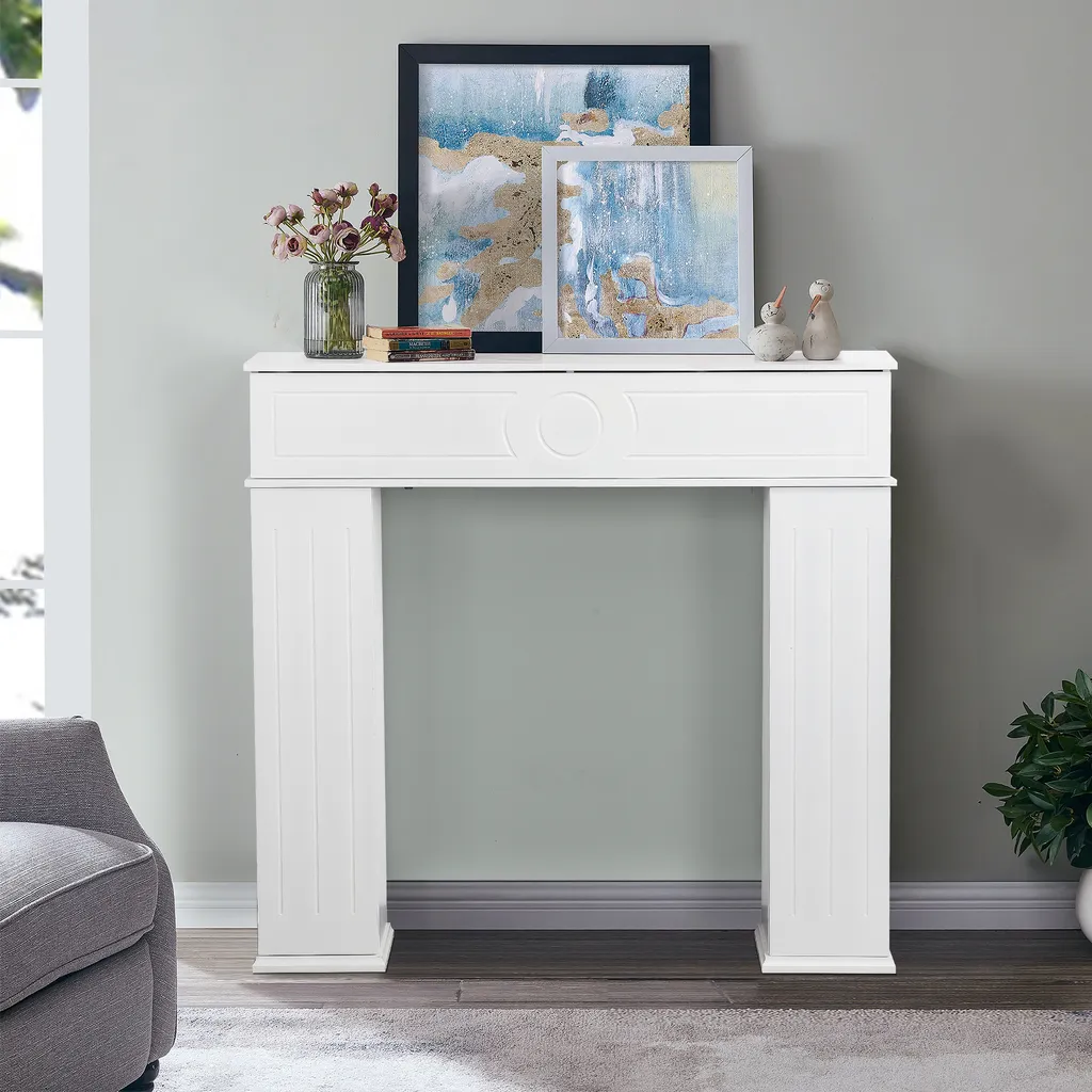 Console décorative style cheminée pour salon avec cachette secrète bois