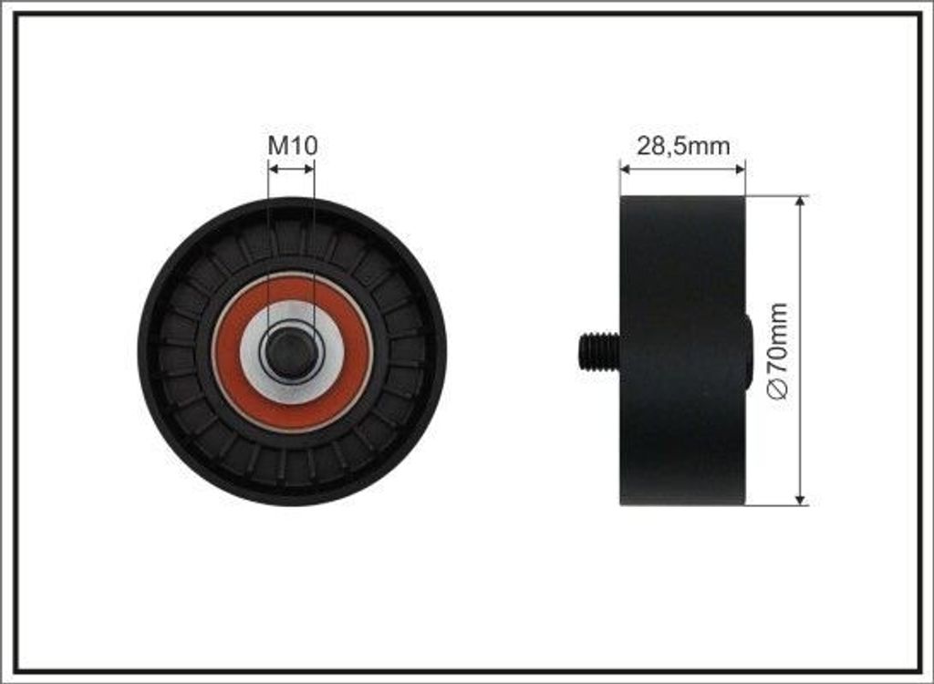 CAFFARO 500075 Umlenkrolle Keilrippenriemen 70mm für CHRYSLER Voyager / Grand Voyager III (GS)