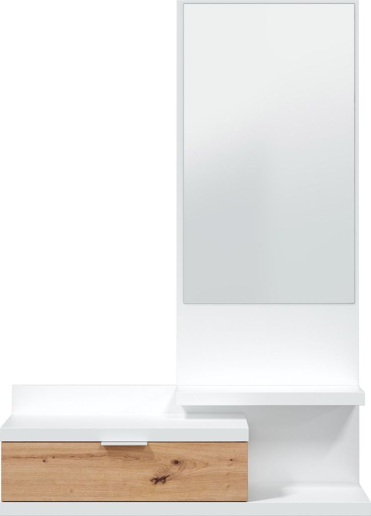 Garderoben-Set >DHALIA< in Artik Weiß / Nodi Eiche Nachbildung - 81x116x29 (BxHxT)