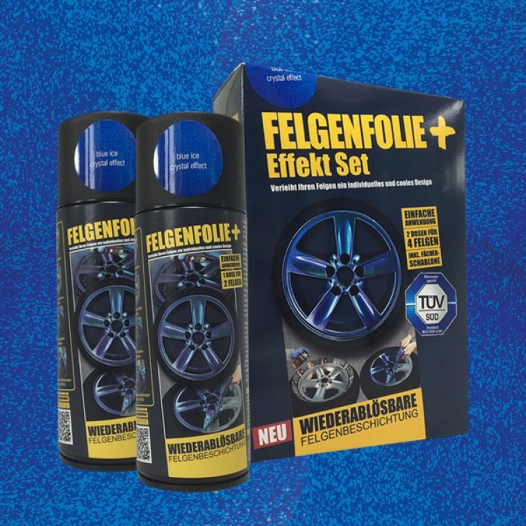 mibenco Felgenfolie + Effekt Set 2×400 ml Blue Ice Crystal – Sprühfolie