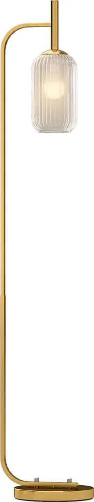 HOMCOM Lampadaire Salon 153 cm avec Abat-jour Verre Texturé Doré