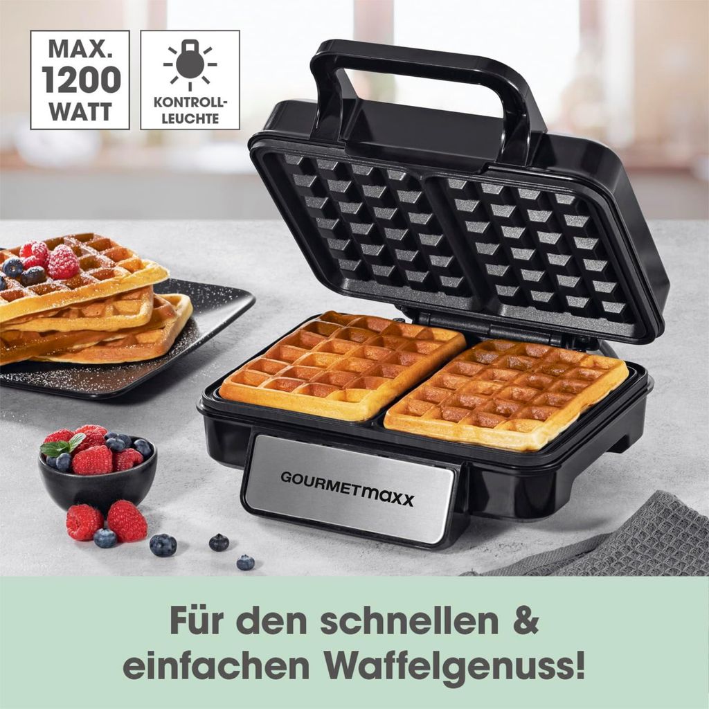 GOURMETmaxx Waffeleisen für 2 Belgische Waffeln Produktbild 2