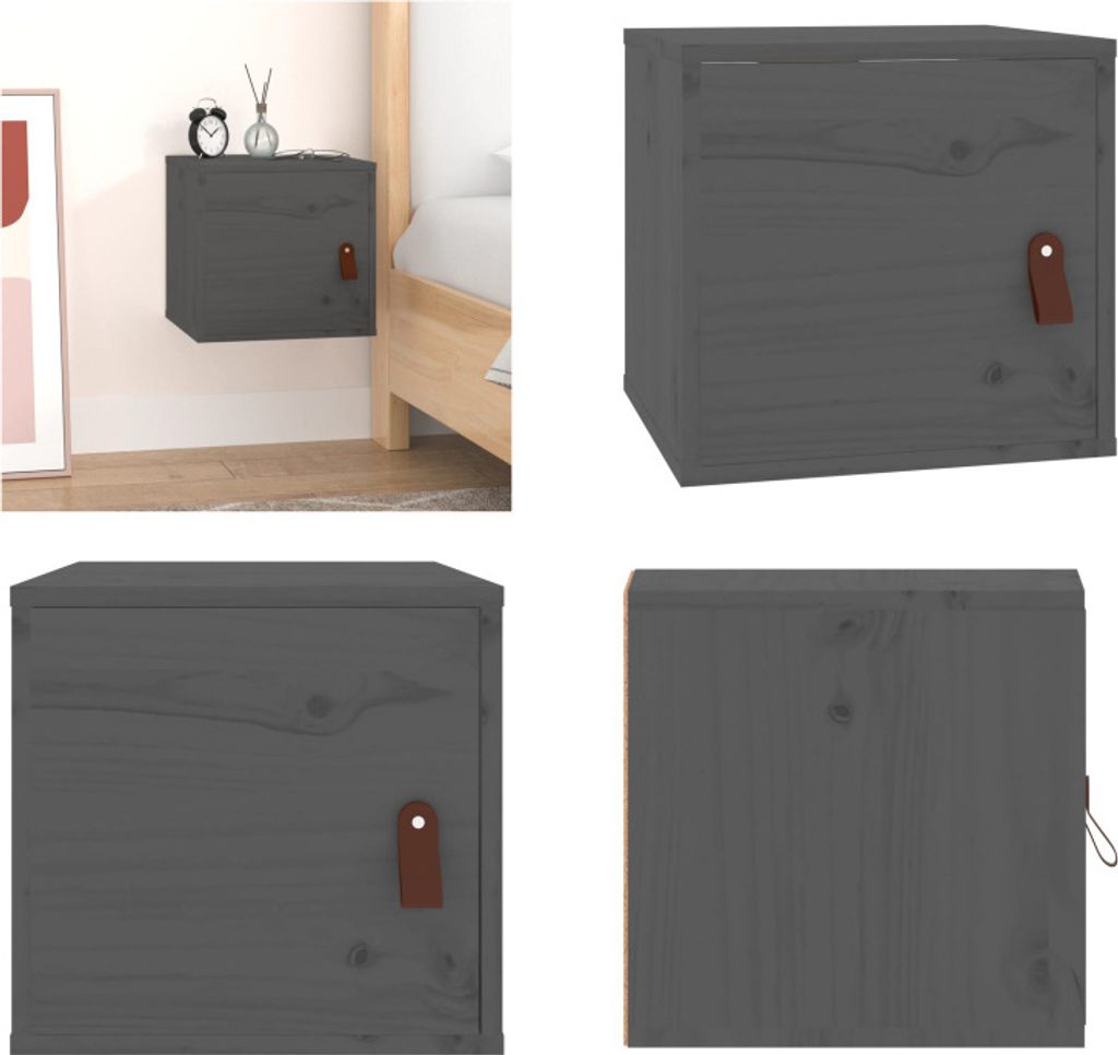vidaXL Wandschrank Grau 31,5x30x30 cm Massivholz Kiefer - Wandschrank - Wandschränke - Hängeschrank - Massivholz Wandschrank
