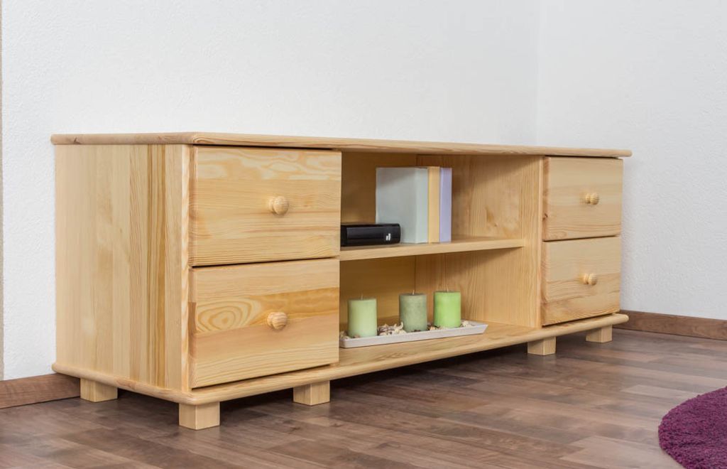 TV-Lowboard Massivholz Farbe: Natur 55x156x47 cm