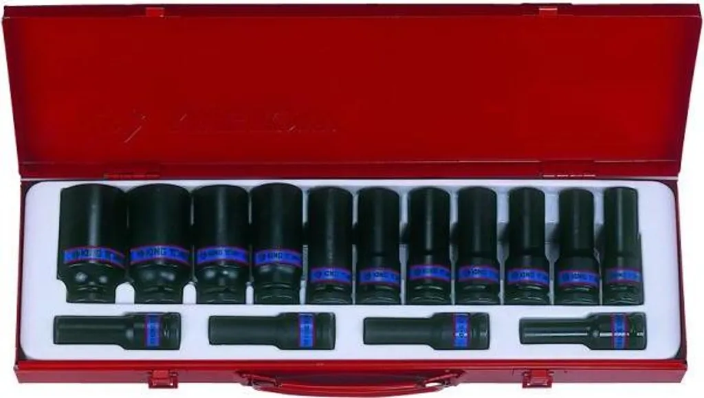 King Tony Coffret de Douilles à Chocs Longues 1/2 Pouce 15 Pièces 10-32mm