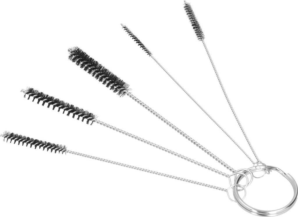 Flaschenbürsten-Set aus Nylon für Reagenzgläser und Reagenzgläser, Reinigungswerkzeug für Gläser und Kaffeemaschinen, Schwarz, 2/2,5/3/4/5