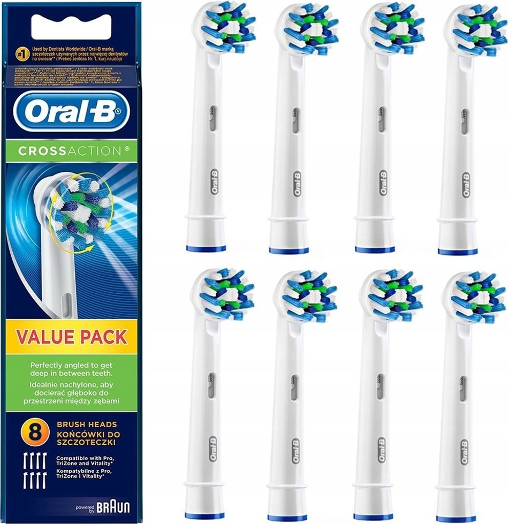 Oral-B Aufsteckbürsten CrossAction 8 Stück kompatibel Elektrische Zahnbürste